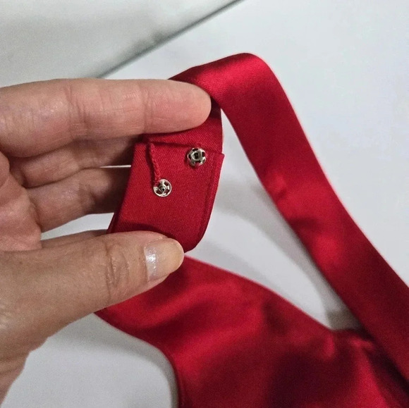 Calvin Klein red stretch satin formal date night mini dress sz 10 - Picture 10 of 17